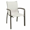 Grosfillex US007599 Sunset Fusion Bronze Stacking Armchair with Beige Sling Seat - 16/Case, 16PK 383US007599CS